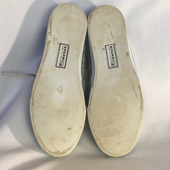 SPERRY Top Sider Aqua/Brown Plaid Boat Shoes - Picture 9 of 12